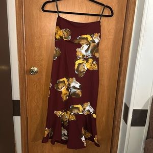 Bisou Bisou burgundy and flowers strapless party dress size 16